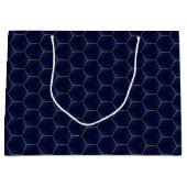 Chique & Elegant Donker Indigo Marine Hexagon Kers Groot Cadeauzakje (Voorkant)
