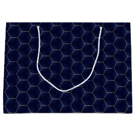 Chique & Elegant Donker Indigo Marine Hexagon Kers Groot Cadeauzakje