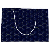 Chique & Elegant Donker Indigo Marine Hexagon Kers Groot Cadeauzakje (Achterkant)