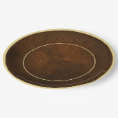 Chique Elegant Donkerbruin Getextureerd Goud Accen Papieren Bordje (Gekanteld)
