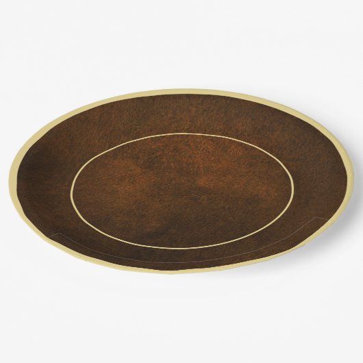 Chique Elegant Donkerbruin Getextureerd Goud Accen Papieren Bordje (Gekanteld)