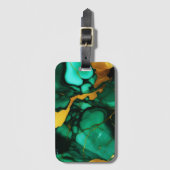 Chique Elegant donkergroen goudgeel Faux Marble Bagagelabel (Voorkant (verticaal))