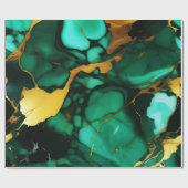 Chique Elegant donkergroen goudgeel Faux Marble Cadeaupapier (Vlak)
