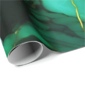 Chique Elegant donkergroen goudgeel Faux Marble Cadeaupapier (Rol Hoek)