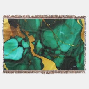 Chique Elegant donkergroen goudgeel Faux Marble Deken