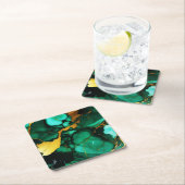 Chique Elegant donkergroen goudgeel Faux Marble Kartonnen Onderzetters (Insitu)