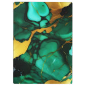 Chique Elegant donkergroen goudgeel Faux Marble Klembord (Achterkant)