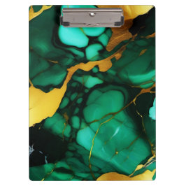 Chique Elegant donkergroen goudgeel Faux Marble Klembord