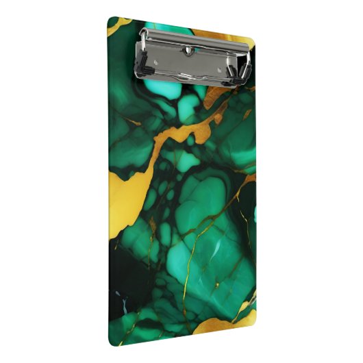 Chique Elegant donkergroen goudgeel Faux Marble Mini Klembord (Schuin)