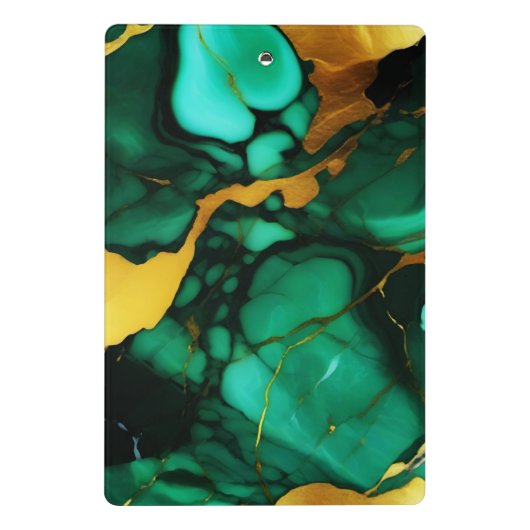 Chique Elegant donkergroen goudgeel Faux Marble Mini Klembord (Achterkant)