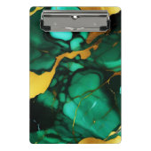 Chique Elegant donkergroen goudgeel Faux Marble Mini Klembord (Voorkant)