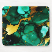 Chique Elegant donkergroen goudgeel Faux Marble Muismat (Voorkant)