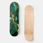 Chique Elegant donkergroen goudgeel Faux Marble Persoonlijk Skateboard (Voorkant)