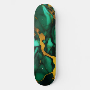 Chique Elegant donkergroen goudgeel Faux Marble Persoonlijk Skateboard