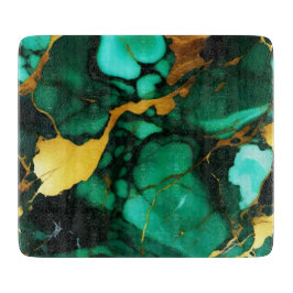 Chique Elegant donkergroen goudgeel Faux Marble Snijplank