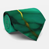 Chique Elegant donkergroen goudgeel Faux Marble Stropdas (Opgerold)