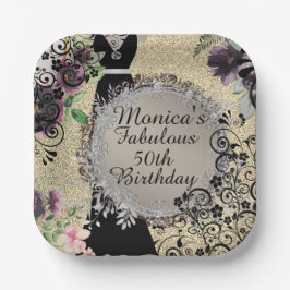 Chique Elegant Fabulous 50th Birthday Gepersonalis Papieren Bordje