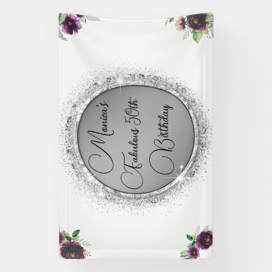 Chique Elegant Fabulous 50th Birthday Gepersonalis Spandoek (Verticaal)