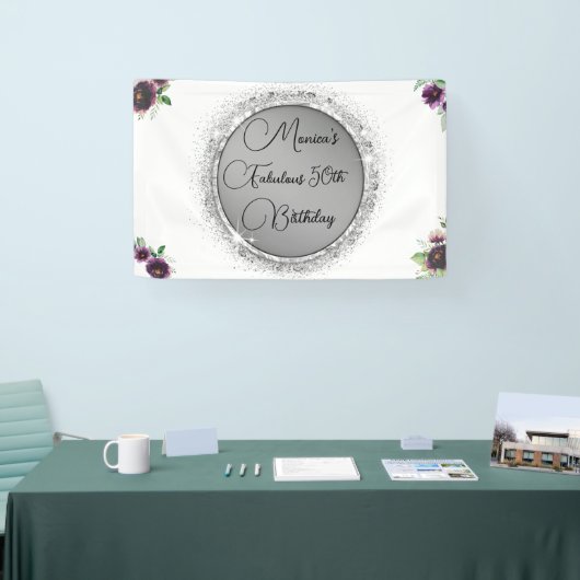 Chique Elegant Fabulous 50th Birthday Gepersonalis Spandoek (Beurs)