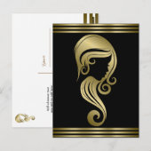 Chique Elegant Gold Beauty Meisje Haar & Make-up S Briefkaart (Voorkant / Achterkant)