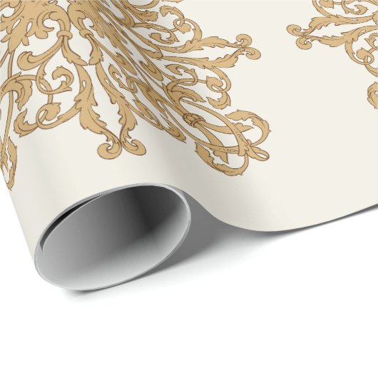 Chique Elegant Gouden Ornament Patroon Cadeaupapier (Rol Hoek)