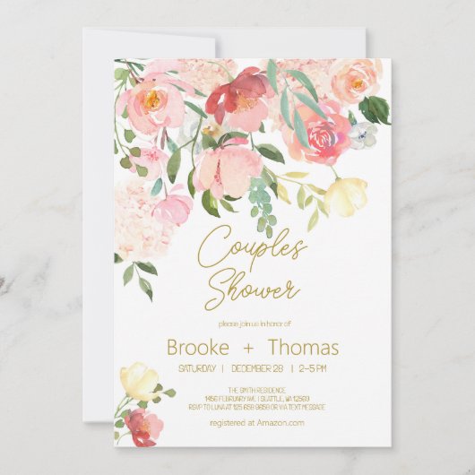 Chique Elegant Koppels douche uitnodiging (Voorkant)