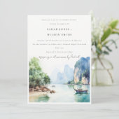 Chique Elegant Kust Thailand Seascape Verloving Kaart (Staand voorkant)