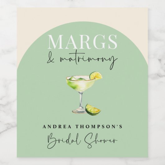 Chique Elegant Margs en Matrimony Vrijgezellenfees Wijn Etiket (Enkel label)