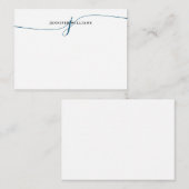 Chique Elegant Minimaal Navy Blauw Script Monogram Notitiekaartje (Voorkant / Achterkant)