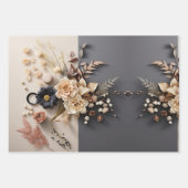 Chique Elegant Muted-Tone Winter Florals ontwerp Inpakpapier Vel (Voorkant)