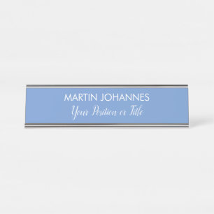 Chique Elegant Plain Stijlvol Blauw Minimalist Bureau Naambordje