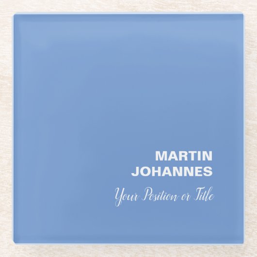 Chique Elegant Plain Stijlvol Blauw Minimalist Glazen Onderzetter (Voorkant)