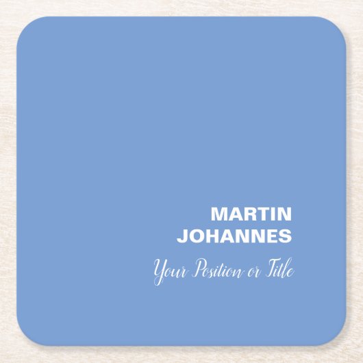 Chique Elegant Plain Stijlvol Blauw Minimalist Kartonnen Onderzetters (Voorkant)