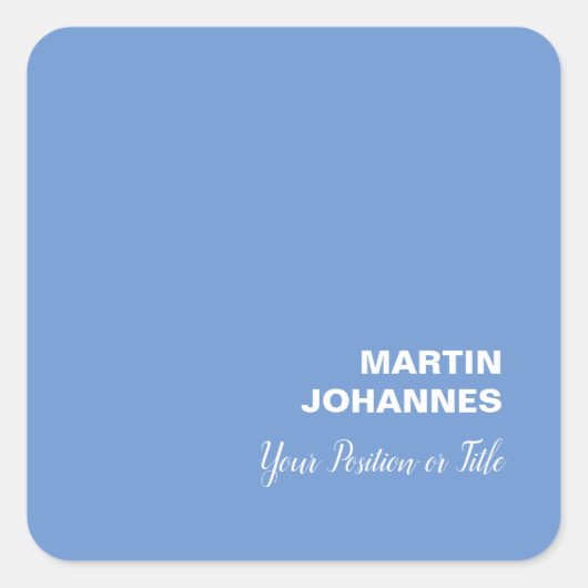 Chique Elegant Plain Stijlvol Blauw Minimalist Vierkante Sticker (Voorkant)