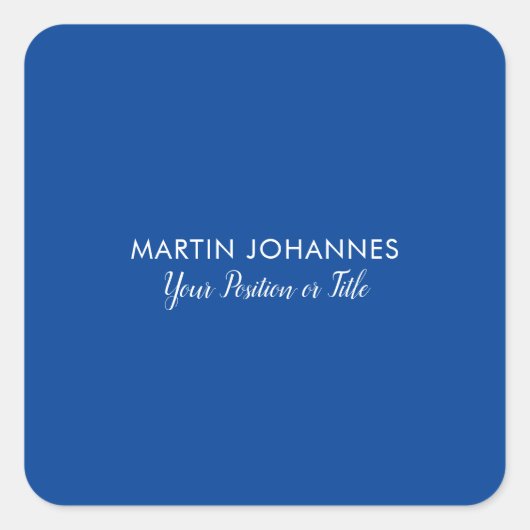 Chique Elegant Plain Stijlvol Blauw Minimalist Vierkante Sticker (Voorkant)