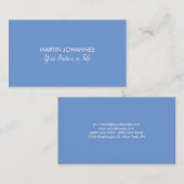 Chique Elegant Plain Stijlvol Blauw Minimalist Visitekaartje (Voorkant / Achterkant)