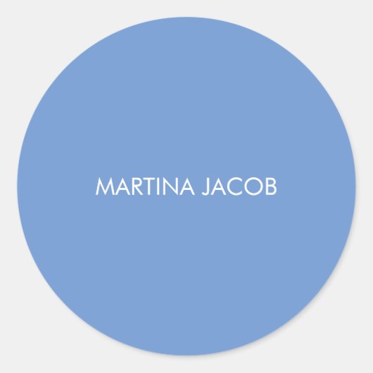 Chique Elegant Plain Stijlvolle Blauwe Minimalisti Ronde Sticker (Voorkant)