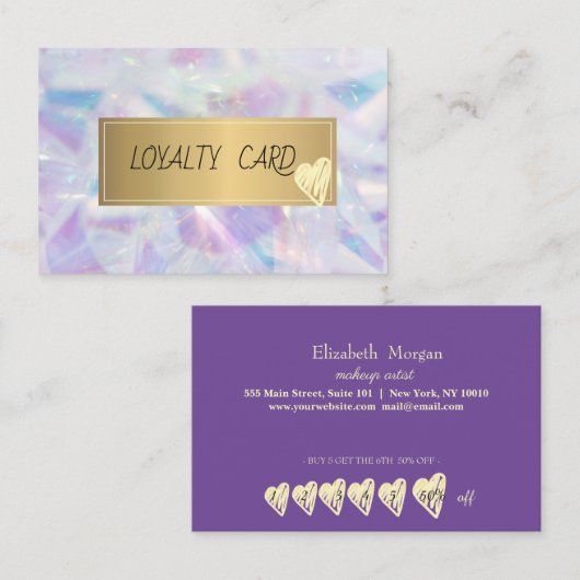 Chique Elegant Professioneel Lijst, Gouden Harten  Klantenkaartje (Voorkant / Achterkant)