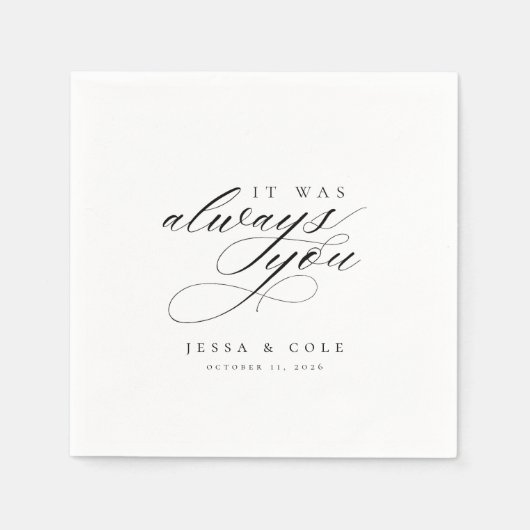 Chique Elegant Romantisch Script Gepersonaliseerde Servet (Voorkant)