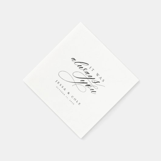Chique Elegant Romantisch Script Gepersonaliseerde Servet (Hoek)