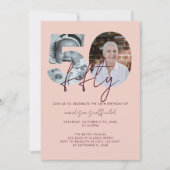 Chique Elegant Roos Goud Fotoscript 50e Verjaardag Kaart (Voorkant)