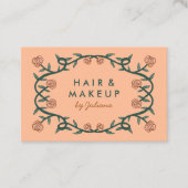 Chique Elegant Roos Lijst Bloemen Perzik Fuzz Roze Visitekaartje (Voorkant)