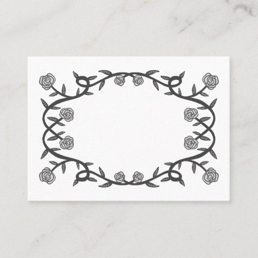 Chique Elegant Roos Lijst Botanische Bloemen B & W Plaatskaartje (Voorkant)