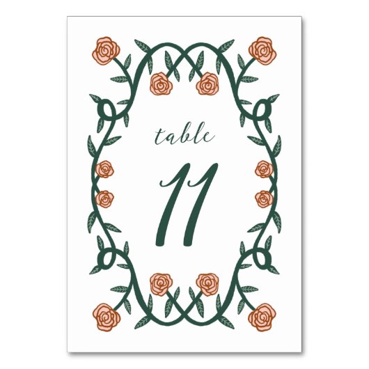 Chique Elegant Roos Lijst Botanische Bloemen Groen Kaart (Voorkant)