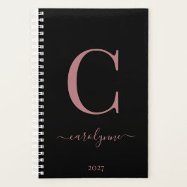 Chique Elegant Roze Rose Goud Monogram Naam Planner