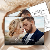 Chique Elegant Script 2 foto bruiloft dank u kaart