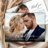 Chique Elegant Script 2 foto bruiloft dank u kaart