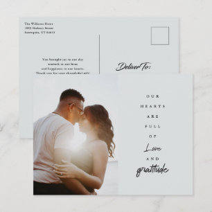 Chique Elegant Script Bruiloft Aangepaste Foto Bed Briefkaart