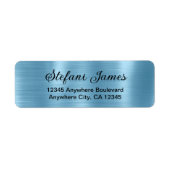 Chique Elegant Script Metallic Baby Blue Label (Voorkant)
