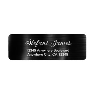 Chique Elegant Script Metallic Black Label